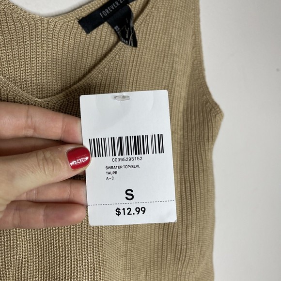 Forever 21 Women Beige Knit Tank Top Casual Formal Size Small NWT - Picture 6 of 7